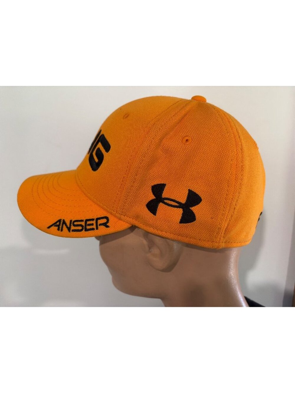 Ping Golf Hat Orange Black Embroidery Under Armour Anser Logo Adj Fit *READ*
